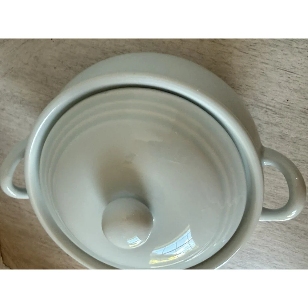 Japanese Celadon Blue-Large Tureen Covered Pot‎ Vintage Signed
